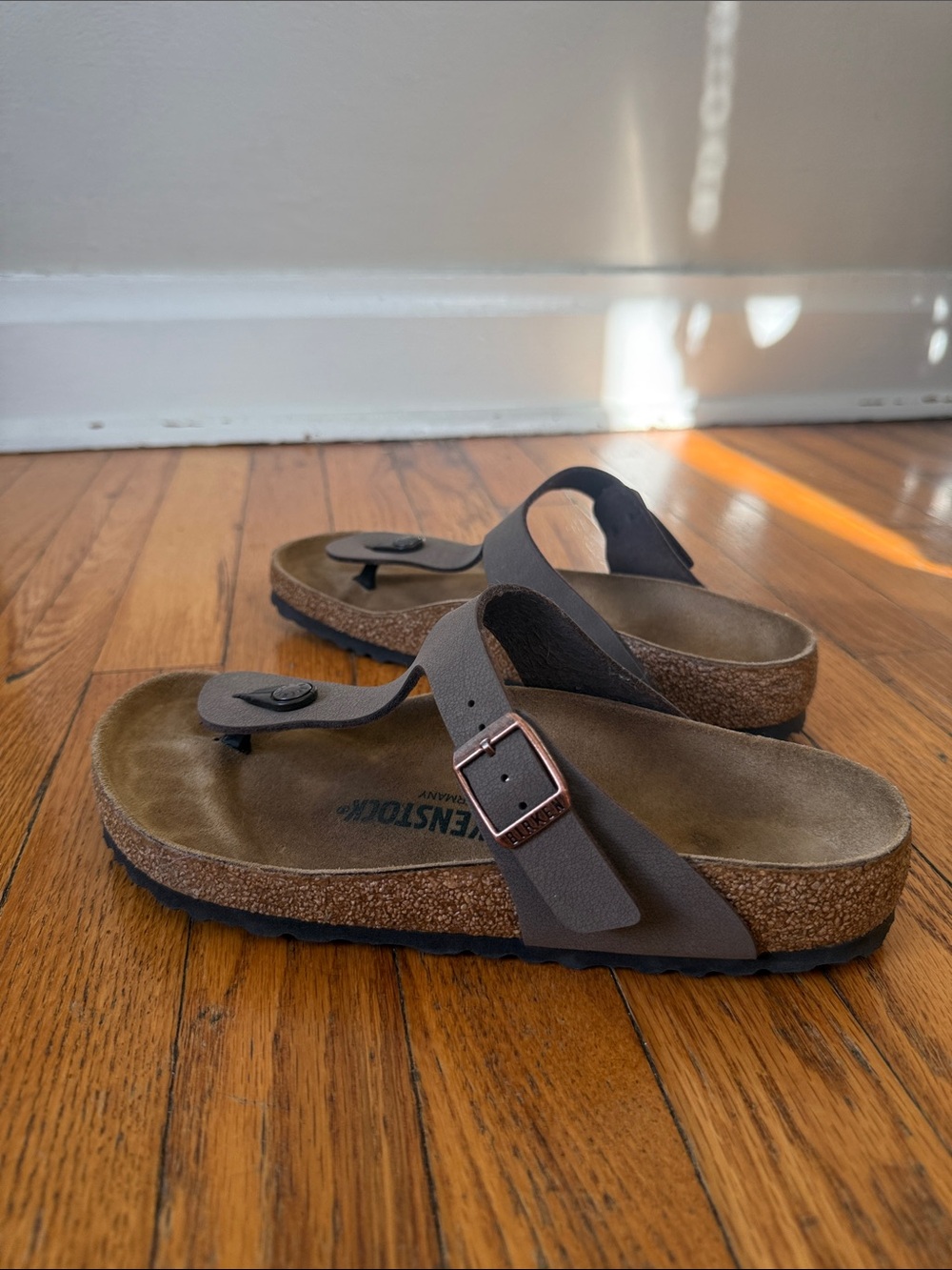 Birkenstock Brown Thong Gizeh Sandals with Cork Footbed 38